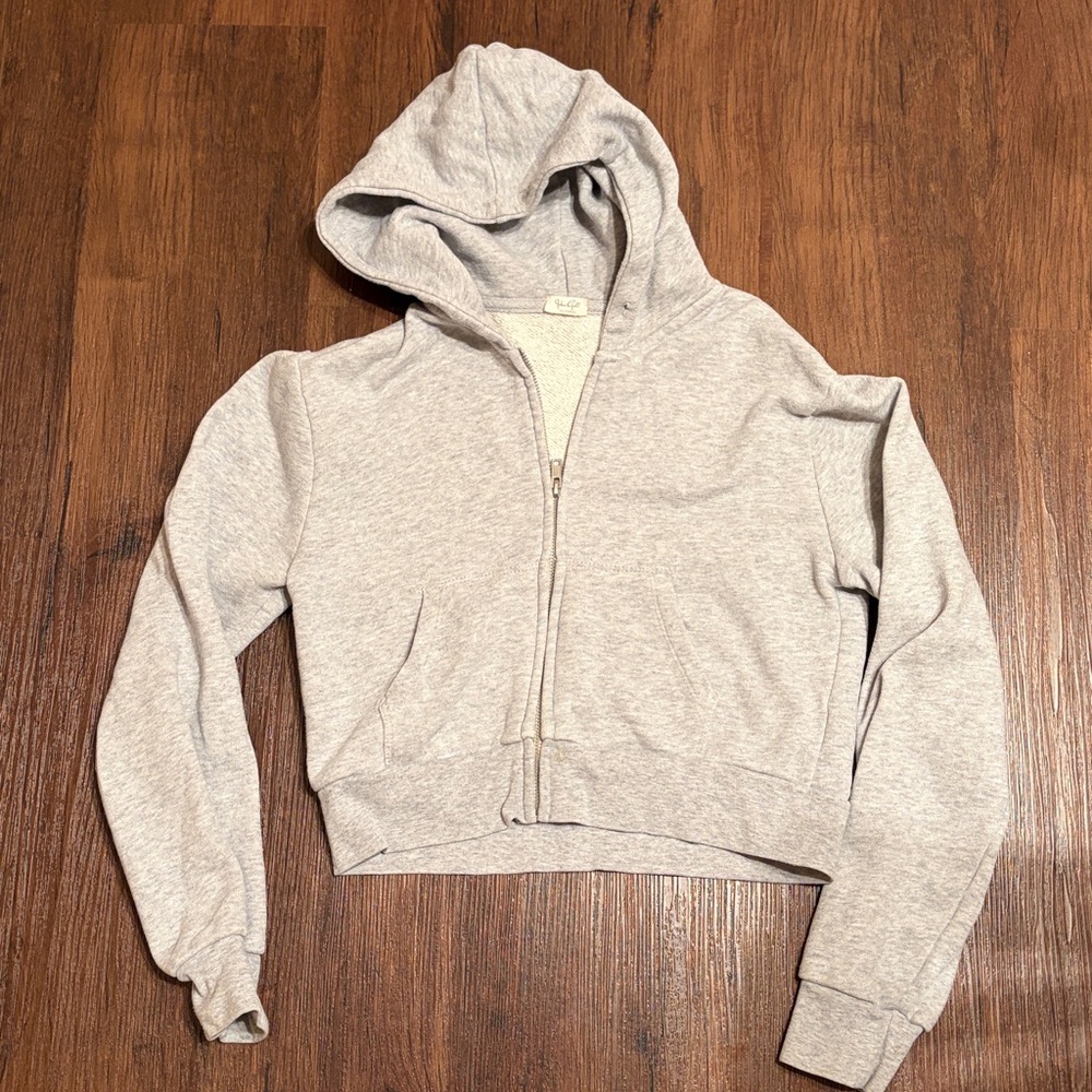 John Galt Cropped Zip Up gray hoodie women sz XS
SEE Description